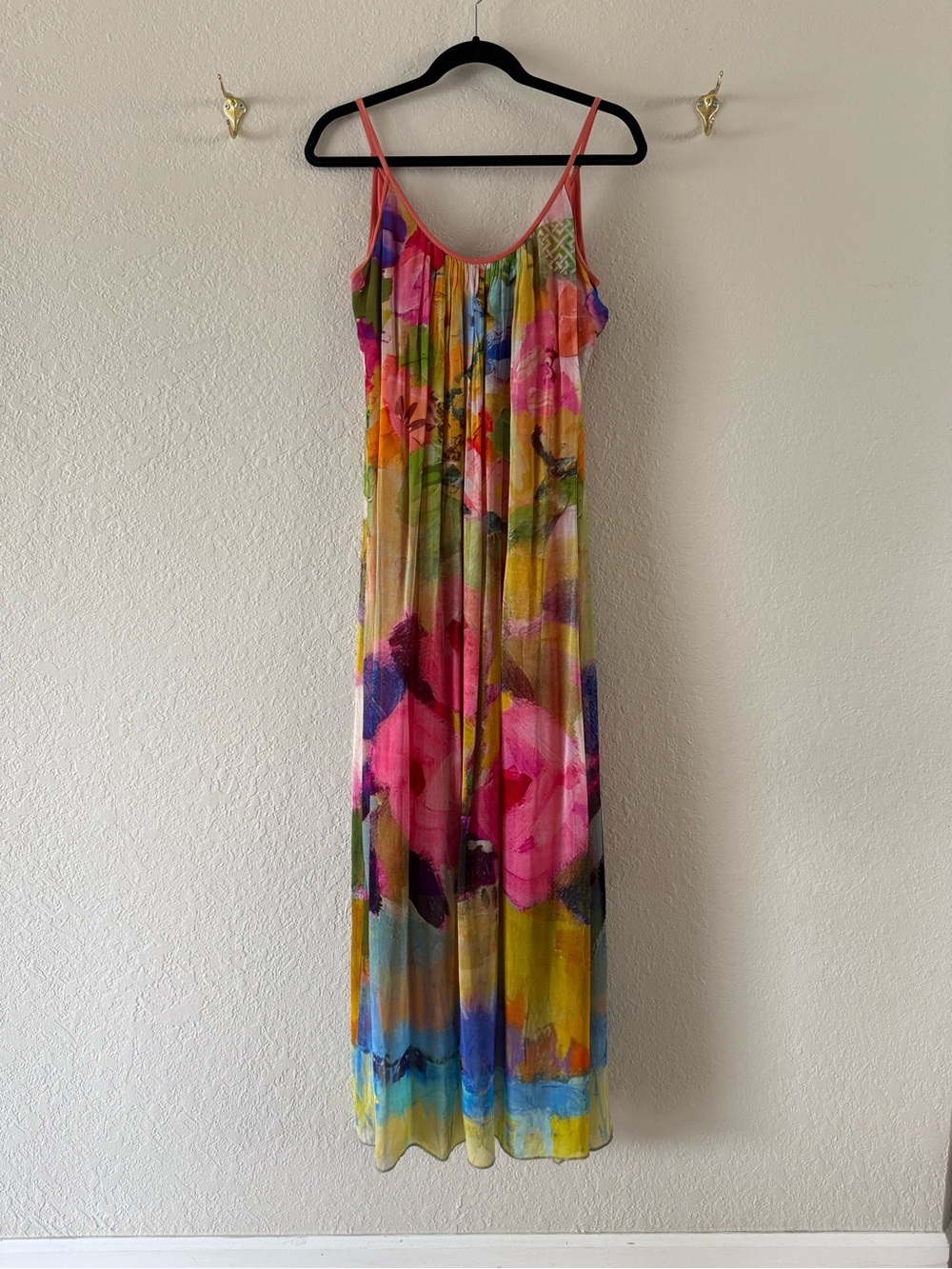 Conditions Apply Spaghetti Strap Abstract Watercolor Floral Maxi Dress Size S
